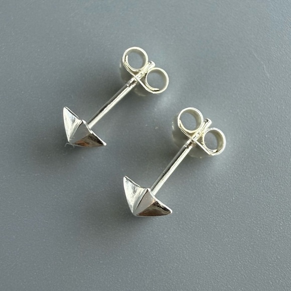 Sterling Silver Dainty Star Stud Earrings - Picture 10 of 10